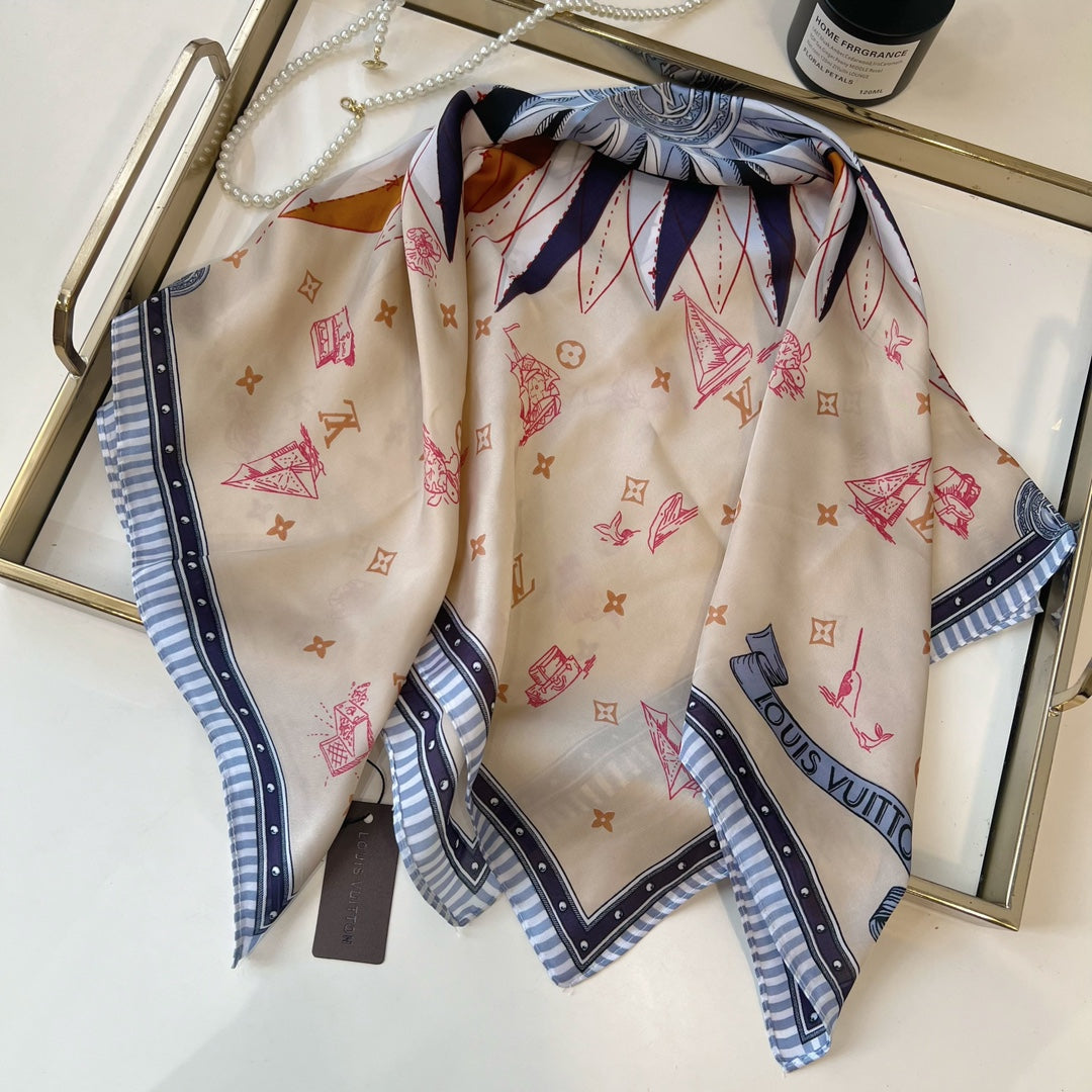 Modern Classic: Fashion Silk Scarf – Your Go-To Accessory for Trendy, (All-Match) Looks