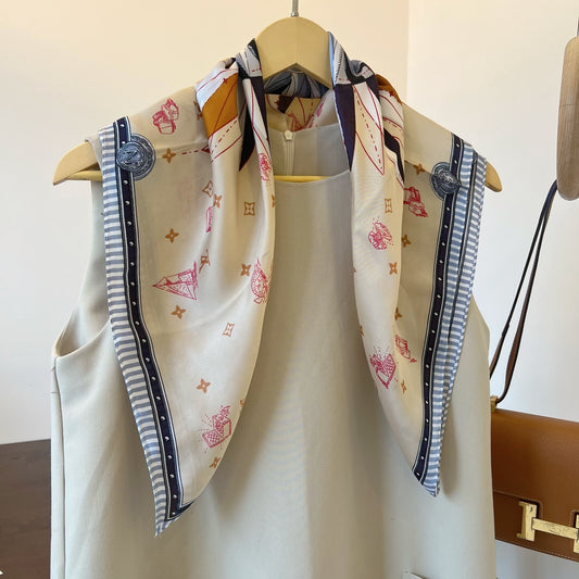 Modern Classic: Fashion Silk Scarf – Your Go-To Accessory for Trendy,  (All-Match) Looks